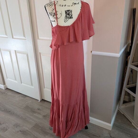 Billabong Pink One Shoulder Flutter Sleeve Dress - Picture 5 of 10